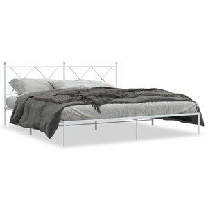 vidaXL Cadre de lit métal sans matelas et tête de lit blanc 183x213 cm