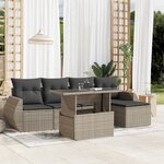 vidaXL Salon de jardin 6 Pièces avec coussins gris clair résine tressée