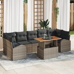Ensemble de Canapé de Jardin de 8 Pièces avec Coussins Gris Poly Rattan