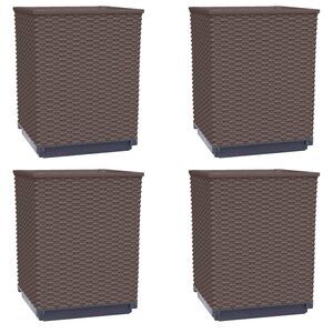 vidaXL Jardinières 4 Pièces marron 30x30x37 cm polypropylène