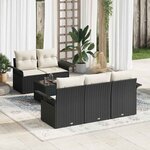 vidaXL Ensemble de canapé de jardin 6 Pièces Noir  Crème 55 x 55 x 37 cm