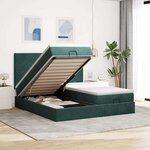 vidaXL Cadre de lit ottoman avec matelas vert foncé 200x200 cm velours