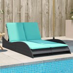 vidaXL Chaise longue avec coussins Noir 114x205x73 cm Résine tressée