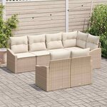 vidaXL Ensemble de canapé de jardin 7 Pièces Beige et blanc polyrotin