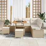vidaXL Ensemble de canapé de jardin 8 Pièces Beige Poly rotin