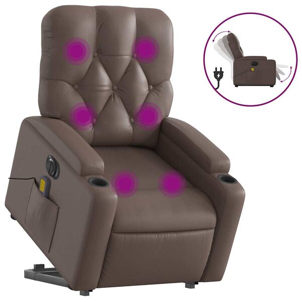 vidaXL Fauteuil inclinable de massage électrique marron similicuir