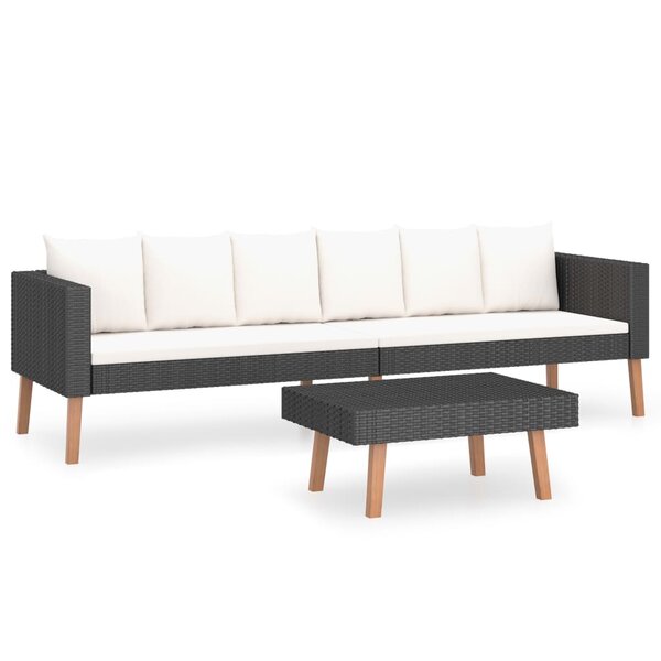 Salon de jardin meuble d'extérieur ensemble de mobilier 2 pièces avec coussins résine tressée noir 02_0015908