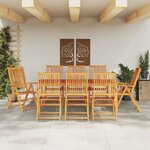 vidaXL Ensemble de salle à manger pour jardin 9 Pièces Marron