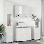 vidaXL Ensemble de mobilier de salle de bain avec tiroir 4 Pièces Blanc