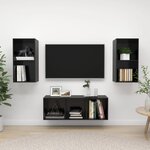 Vidaxl ensemble de meuble tv 3 pièces noir brillant aggloméré