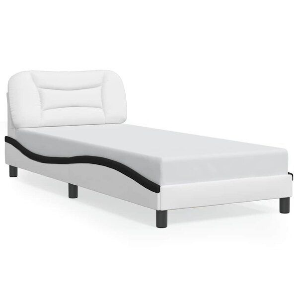 vidaXL Cadre de lit sans matelas blanc et noir 90x190 cm similicuir