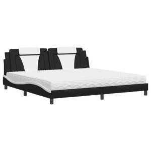 vidaXL Lit Viana avec matelas noir et blanc 200x200 cm similicuir