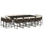 vidaXL Ensemble à manger de jardin avec coussins 13 Pièces marron rotin