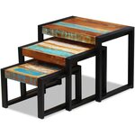 vidaXL Tables gigognes 3 Pièces Bois de récupération massif