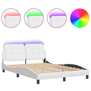 vidaXL Cadre de lit avec LED sans matelas Zadar blanc 140x190 cm