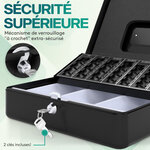 ACROPAQ Caisse à monnaie Acier - 3 Compartiments à monnaie - Coffret monnaie à 2 clés  Monnayeur et Poignée de transport robuste