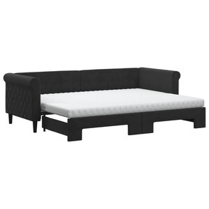 vidaXL Lit de jour avec lit gigogne et matelas noir 80x200 cm velours