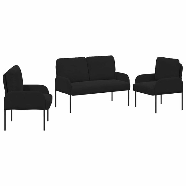 vidaXL Ensembles de canapés 3 Pièces Noir 115 x 56 x 80 cm Contreplaqué
