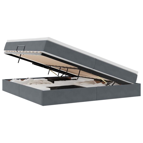 vidaXL Lit avec rangement et matelas Gris foncé 200 x 200 cm Velours