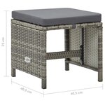 vidaXL Tabourets de jardin lot de 4 avec coussins Résine tressée Gris