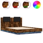 vidaXL Cadre de lit tête de lit et lumières LED chêne fumé 120x200 cm