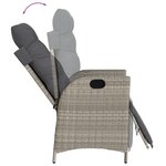 vidaXL Chaise inclinable de jardin avec repose-pied gris clair rotin