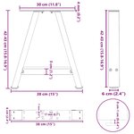 vidaXL Pieds de table basse en forme de A  2 pièces  blanc  38 x (42-43) cm  acier