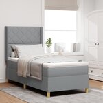 vidaXL Lit Box Spring avec Matelas Gris clair 100x200 cm Tissu
