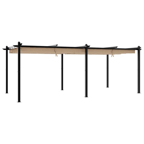 vidaXL Tonnelle de jardin avec toit rétractable taupe 3x6 m aluminium