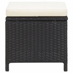 vidaXL Tabourets de jardin lot de 4 avec coussins Résine tressée Noir
