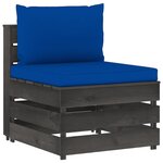 Vidaxl salon de jardin 7 pièces avec coussins bois imprégné de gris