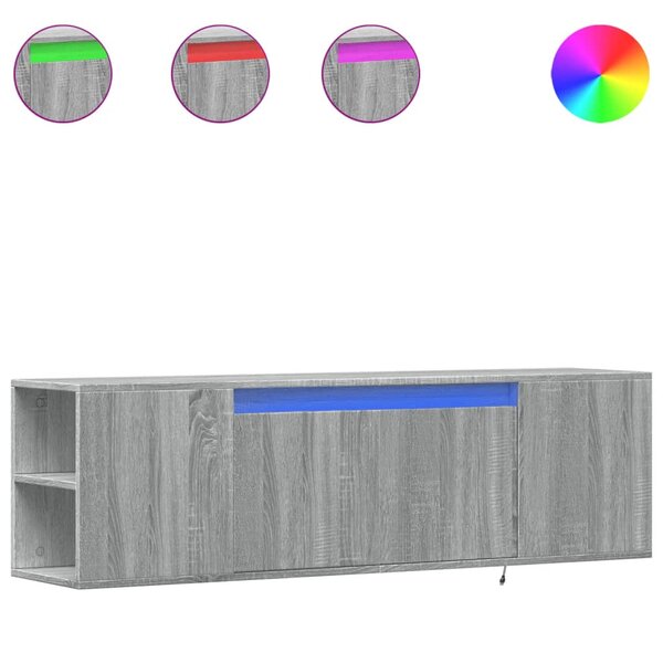 vidaXL Meuble TV mural avec lumières LED sonoma gris 135x31x39 5 cm