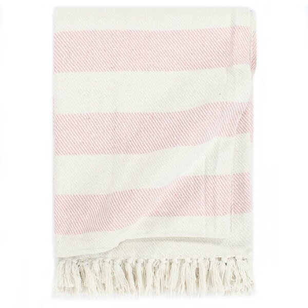 vidaXL Couverture Coton Rayures 125x150 cm Vieux rose