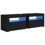 vidaXL Tables de chevet 2 Pièces avec LED Noir 60x35x40 cm