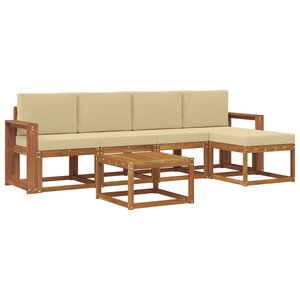 vidaXL Ensemble de canapés d'extérieur 6 pc Naturel et Beige