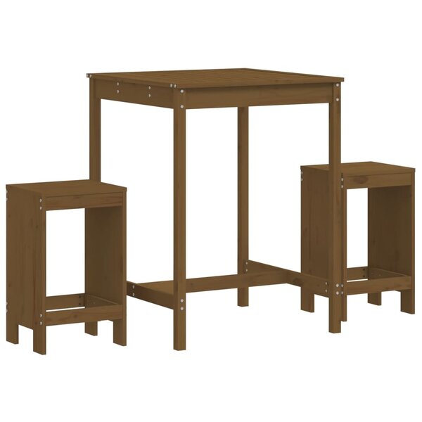 vidaXL Ensemble de bar de jardin 3 Pièces marron miel bois pin massif