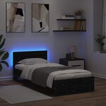 vidaXL Cadre de lit avec bandes LED Chêne noir Bois d'ingénierie