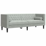 vidaXL Ensemble de canapé Chesterfield et traversins 2 Pièces gris clair