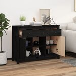 vidaXL Buffet Noir 100x35x74 5 cm Bois massif de pin