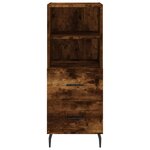 vidaXL Buffet haut Chêne fumé 34 5x34x180 cm Bois d'ingénierie