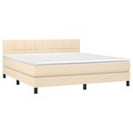 vidaXL Sommier à lattes de lit avec matelas LED Crème 160x200 cm Tissu
