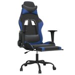 vidaXL Chaise de jeu avec repose-pied Noir et bleu Similicuir