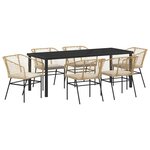 vidaXL Ensemble de salle à manger pour jardin 7 pc Marron polyrotin