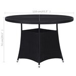 vidaXL Table de jardin Noir 110 x 74 cm Résine tressée