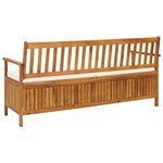 vidaXL Banc de rangement avec coussin 170 cm Bois d'acacia solide