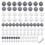 vidaXL Ensemble de boules de Noël 100 Pièces 3/4/6 cm Blanc/Gris