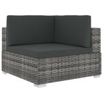 vidaXL Salon de jardin 6 Pièces avec coussins Résine tressée Gris