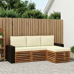 vidaXL Ensemble de canapés d'extérieur 4 Pièces Naturel et Crème