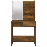 vidaXL Coiffeuse avec LED Chêne fumé 74 5x40x141 cm