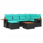 vidaXL Salon de jardin 7 Pièces avec coussins noir résine tressée